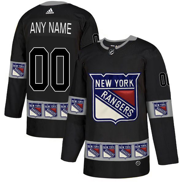 Men New York Rangers 00 Any name Black Custom Adidas Fashion NHL Jersey